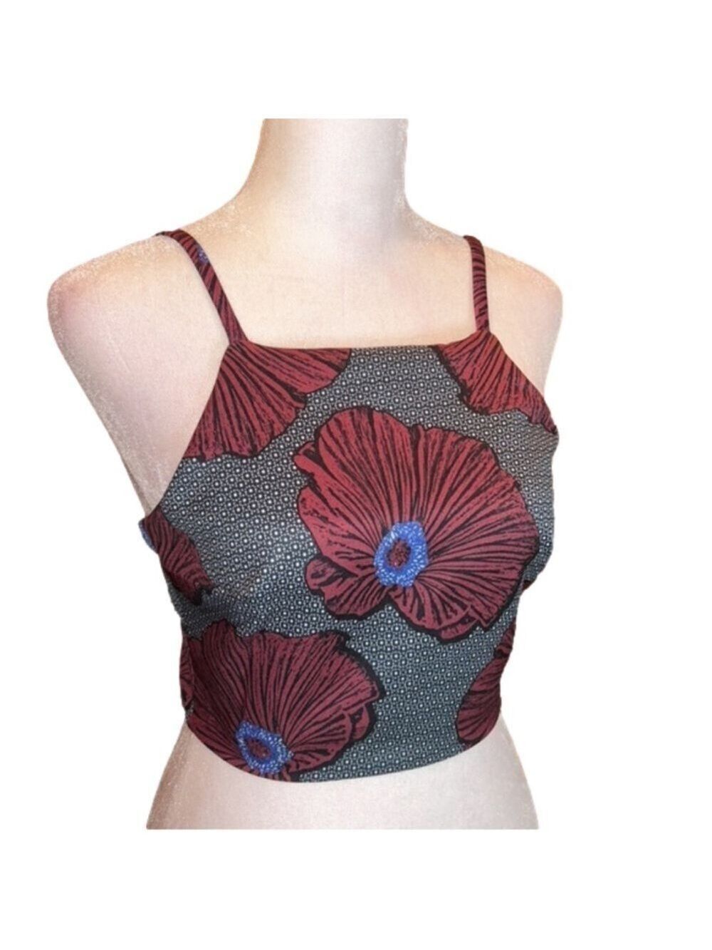 TOPSHOP Floral Crop Halter Top Size 4 - Picture 4 of 9